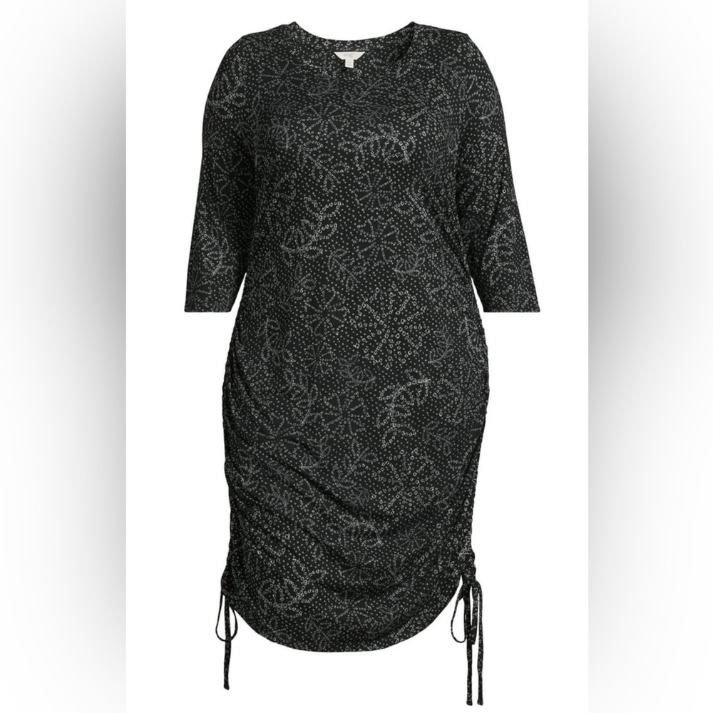Terra & Sky Women's Ruched Knit Midi Dress with Side Ties